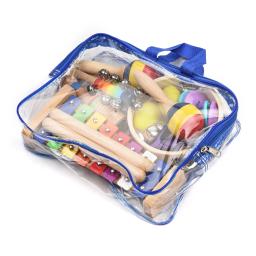 Instrumentos musicais Brinquedos com bolsa para crianças, instrumentos coloridos de percussão de madeira, educação infantil, presentes de aniversário, 13 peças - Image 2