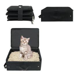 Dobrável Travel Cat Litter Box com tampa e alça, suprimentos para casa automática, toda a temporada - Image 1
