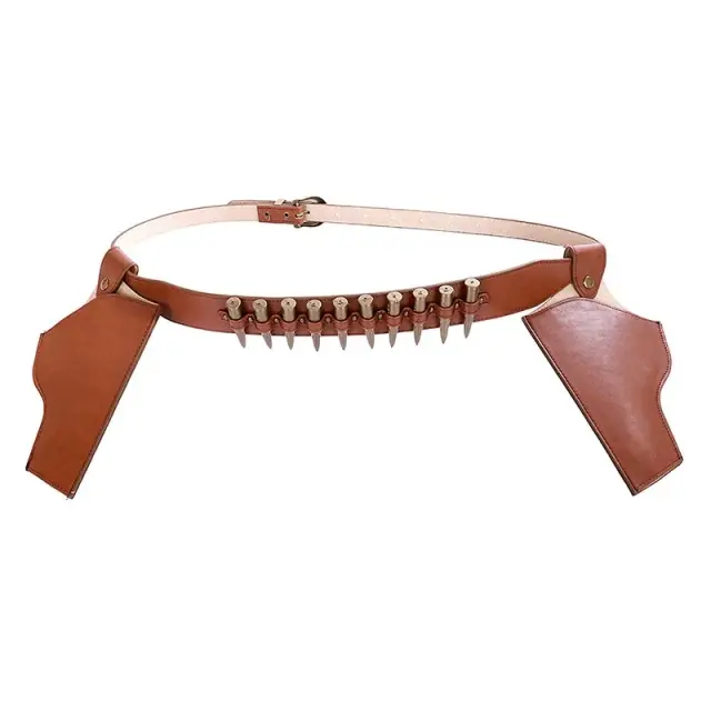Punhal de pistola de couro para homens com coldre duplo, ideal para fantasias de Halloween e trajes de xerife do Velho Oeste