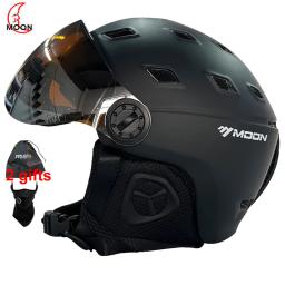 LUA-capacete de esqui com óculos integralmente moldados, PC e EPS, alta qualidade, esportes ao ar livre, esqui snowboard e skate - Image 1