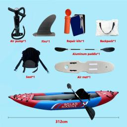 Caiaque inflável duplo escovado para única pessoa Canoa de competição Caiaques de rafting dobráveis Pesca recreativa de paddleboard - Image 6