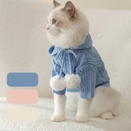 Roupas quentes de inverno para gatos, roupas pet, roupas fashion, casacos, suéter macio, capuz, pet primavera - Image 1