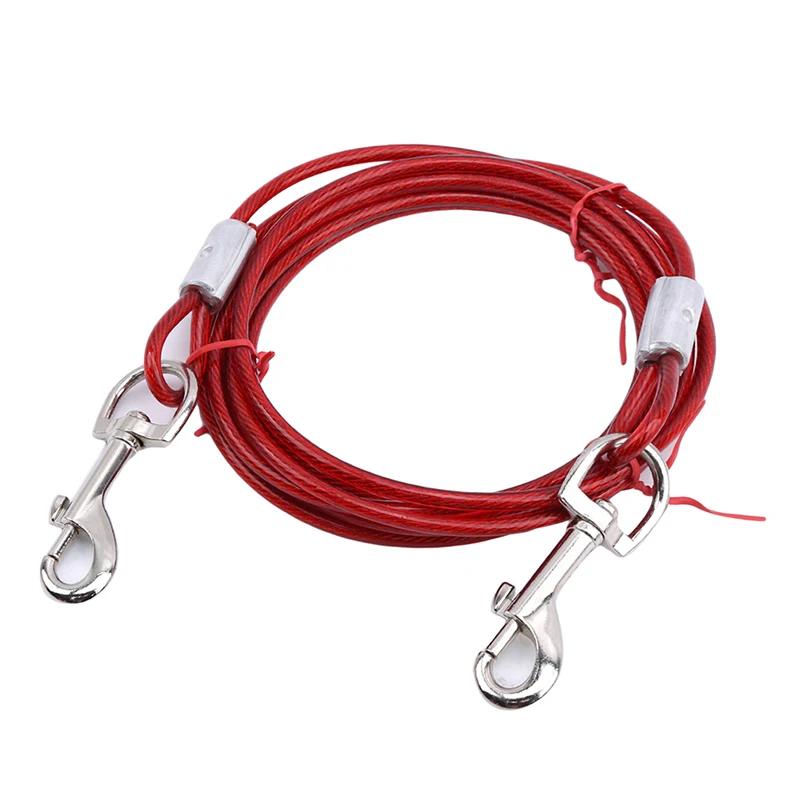 Durável Double-End Dog Leash Cabo, Fio de Aço, Corda Cadeia, cabeças duplas, Metal Ganchos, Pet fornecimentos, de alta qualidade, 5mm * 3m - Image 1