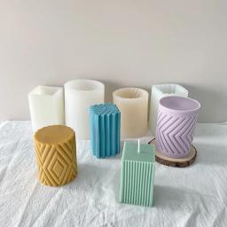 Diy cilindro forma geométrica vela molde de silicone artesanal fazendo cera soja scented velas artesanato ferramenta presentes decoração para casa - Image 3
