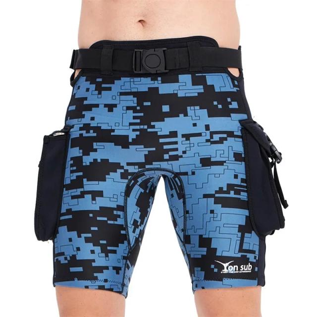 Calças de Mergulho em Neoprene para Homens, Shorts Submersíveis com Bolso, Calções Técnicos e Camuflagem, Espessura de 2,5mm