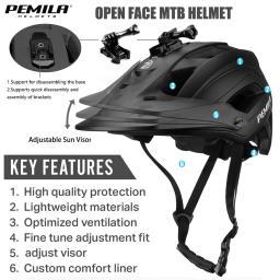 PEMILA-Capacete de Ciclismo com Proteção Orelha Removível, Boné de Segurança, Bicicleta de Estrada, BTT, Corrida, Quente, 4 Estações, 2 em 1 - Image 3