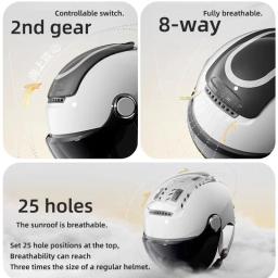 Bibee capacete da motocicleta elétrica verão respirável bicicleta elétrica rosto aberto capacete das mulheres dos homens lentes duplas jet scooter metade capacetes - Image 2