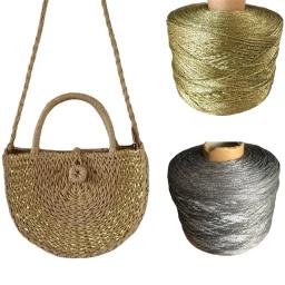 Fio metálico para tricô, crochê de algodão oco, fio dourado e prateado, fios, linha Shinny, chapéu brinquedo, malha manual, bricolage, 500g - Image 1