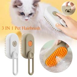 Escova de vapor elétrica para Pet, Spray de limpeza, Massagem Grooming Comb, alça retrátil, depilação, 3 em 1, gato e cachorro - Image 1