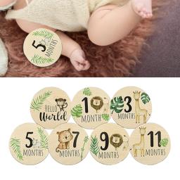 Cartões Milestone Mensais de Madeira para o Crescimento do Bebê, Rodada Photo Prop, Discos para o Crescimento Recém-nascido, 1 a 12 Meses, 7Pcs - Image 3