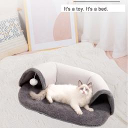 Túneis de cama de gato, interior duplo uso, jogável, removível, lavável com túnel em forma de U, divertido, pendurado bola, brinquedo de treinamento - Image 1