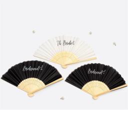 Dobrável bambu mão fã para festa de casamento ao ar livre, noiva e dama de honra, presente da lembrança, decoração do chuveiro nupcial - Image 5