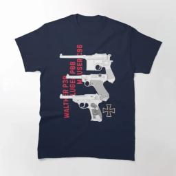 Camiseta casual masculina de manga curta com o pescoço, Walther P38 alemã, Luger P08, pistola Mauser C96, 100% algodão, tamanho S-3XL, verão - Image 2