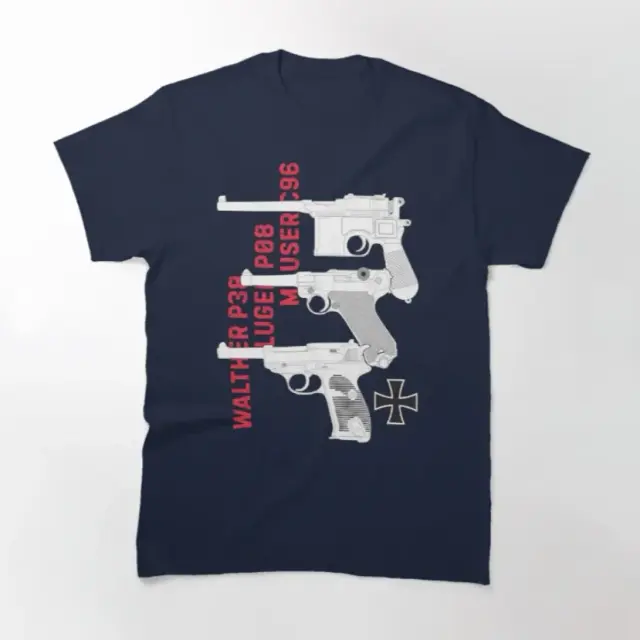 Camiseta Casual Masculina de Manga Curta com Estampa de Pistolas Clássicas em 100% Algodão - Tamanhos S a 3XL para o Verão