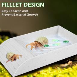 Plataforma de répteis habitat tartaruga prato de comida rastejando pet água tigelas de comida antiderrapante esconderijo cavernas abrigo tartaruga réptil piscina - Image 4