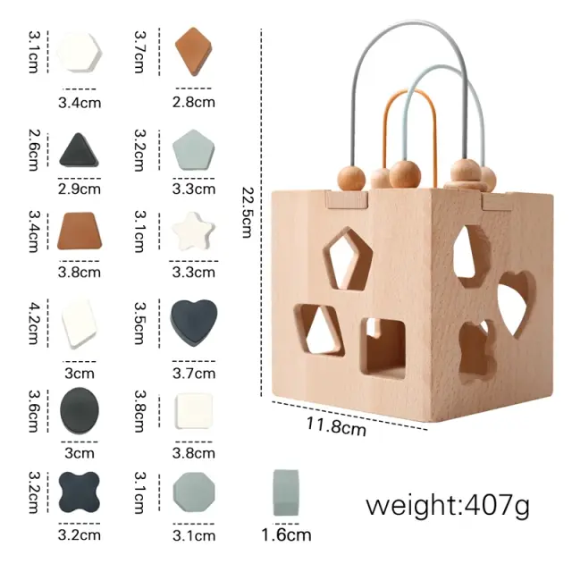 Brinquedos Montessori de Madeira para Bebês: Foguete de Castelo Multifuncional 5 em 1 com Máquina de Café e Sorvete Educativos