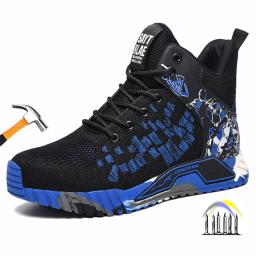 Sapatos de trabalho antiderrapantes sapatos de segurança masculinos altos biqueira de aço botas de trabalho industrial para mulheres tênis de segurança homem barato 48 49 50 - Image 1