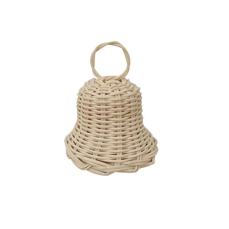 Hand Woven Rattan Bell pingente para crianças, Natal, decoração Home, Ins - Image 1