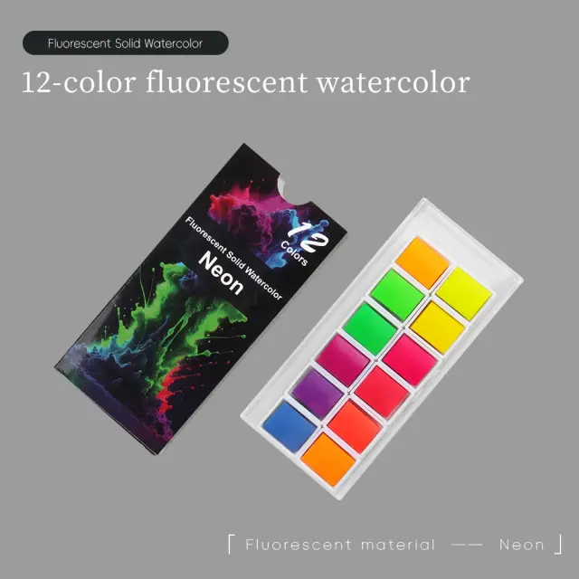 Conjunto Portátil de Tinta Aquarela Sólida Metallica Glittery com 8 a 12 Cores para Arte e Pintura