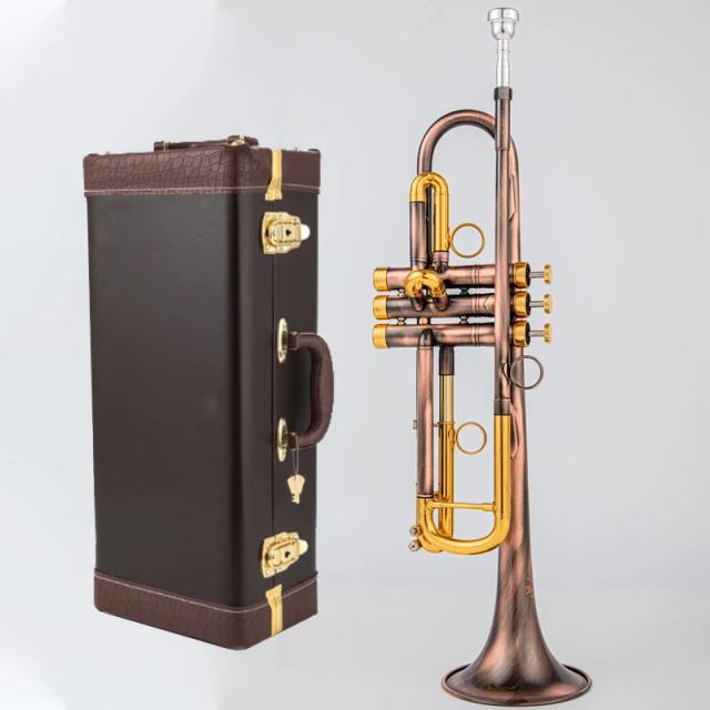 Trompete Bach dos EUA TR-197GS Bb-urut Bronze Vermelho Golden Key Trumpete Instrumentos musicais profissionais de latão com estojo