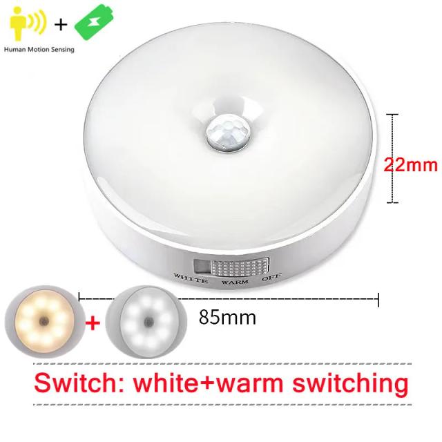 Lâmpada LED Recarregável com Sensor de Movimento para Quarto, Escada, Corredor e Guarda-Roupa