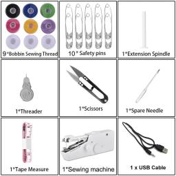 Conjunto de máquinas de costura portátil portátil Mini máquina de costura Ferramenta elétrica Stich para roupas de tecido, 26pcs - Image 2
