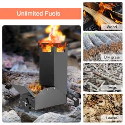 Lixada ao ar livre dobrável queima de madeira fogão foguete aço inoxidável mochila acampamento ao ar livre tenda fogão forno ao ar livre - Image 4