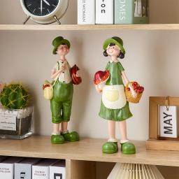 Resina Miniaturas de Casal Boneca Estatueta, simples Estátua, Decoração Home, Sala, Gabinete e Decoração de Mesa, Acessórios Adoráveis, 2PCs - Image 3