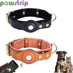 Airtags de couro Coleira de cão, Anti-Lost, localização ajustável Tracker, estojo protetor, gatos, cães, ao ar livre, Pet Shop - Image 1