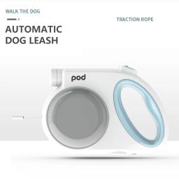 Guia retrátil automática de 4m, para cães, pets, carregamento usb, luz de led, nylon, coleira com cabo extensor, caminhar com saco de lixo - Image 2
