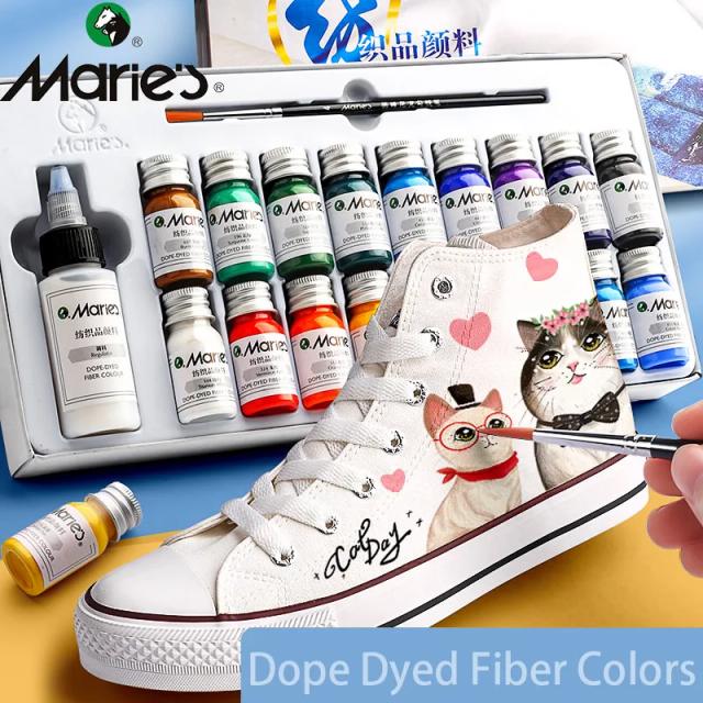 Tintas Permanentes Marie's para Têxtil: Conjunto Impermeável de 12 a 36 Cores, Ideal para Roupas e Lona, 10ml por Tubo