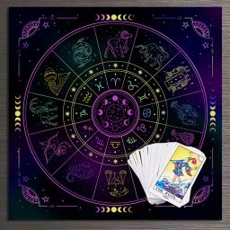 1pc tarôs toalha de mesa 12 constelações adivinhação altar pano jogo de tabuleiro fortuna astrologia oracle cartão almofada mesa capa decoração - Image 2