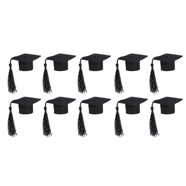Mini Chapéus de Formatura: Conjunto de 10 Bonés de Doutorado com Borlas e Topper para Cupcake, Decoração de Festa e Bolo
