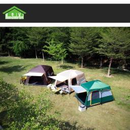 Barraca de acampamento ao ar livre cáqui, camadas duplas, ultra-grande, 2 quartos de cama e 1 salão familiar, qualidade superior, L320 x W220 x H190 cm, 5-8 Pessoa - Image 3