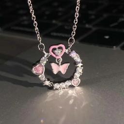 Moda rosa planeta coração zircão colar feminino charme estético clavícula corrente colar dia dos namorados presente festa jóias - Image 4