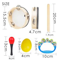 M MBAT-Percussão Conjunto de Instrumentos Infantis, Instrumento de Bateria, Preto, Cordeiro Chop, Pandeiro, Sand Egg, Ritmo Vara, 6 ", 5Pcs, Conjunto - Image 6