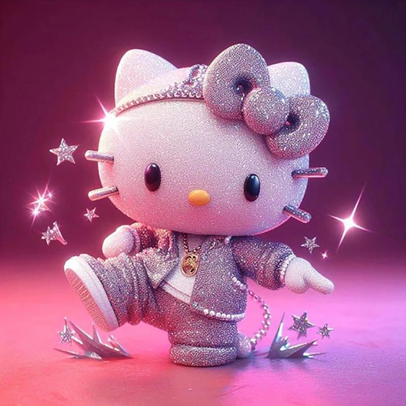 Sanrio-Olá Kitty Kit De Pintura Diamante, DIY, Cruz Bordados, Handmade, Mosaico, Presente Da Arte, 5D - Image 1