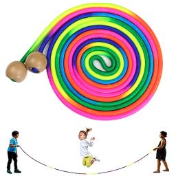 Corda de pular longa arco-íris de 5m para crianças e estudantes – alça antiderrapante, corda de pular de velocidade para jogos de grupo e fitness escolar - Image 1