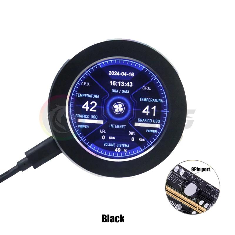 Exibição de resfriamento a água para GPU RAM, monitoramento de execução, tela CPU Watercooler, AIDA64, USB livremente diretamente, preto e prata, 2,1" - Image 1
