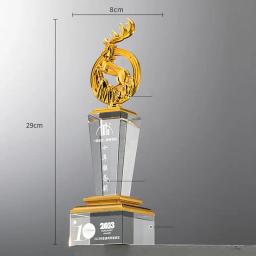 Troféu De Cristal Personalizado High-End, Lembrança Artesanato Presente, Decoração Para Casa, Criativo Metal Deer Troféus, Prêmio Comemorativo, 1Pc - Image 5