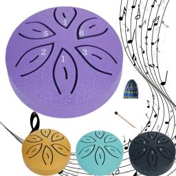 Aço Tongue Rain Drum Mini Hand Pan tambores com baquetas, percussão instrumentos musicais, acessórios de bateria, 3 ", 6-Tone - Image 1