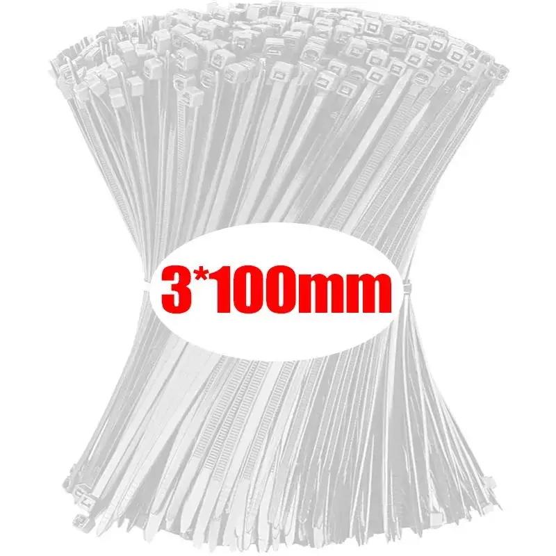 Auto-bloqueio Nylon Abraçadeiras, Cord Ties Correias, Cabos ajustáveis Fixação Loop, Home Office Wire Zip Gravatas, Atacado, 1000 pcs, 100pcs - Image 1