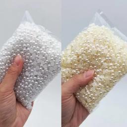 10-1000 pçs abs imitação de pérola contas com furos solto redondo acrílico grânulo gradiente pérola grânulo artesanato meia redonda pérola diy jóias - Image 4