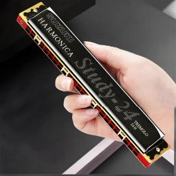 Harmonica profissional com caso, Tremolo, Suzuki boca órgão, gaita judeu harpa, instrumento de música, tecla C sintetizador, 24 buracos - Image 3