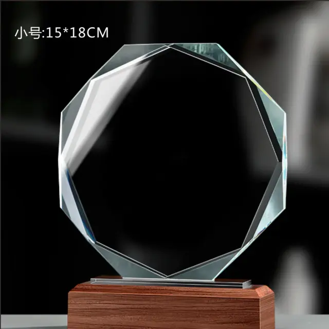 Troféu de Cristal Personalizado com Base de Madeira Criativa para Decoração Elegante e Lembranças Especiais