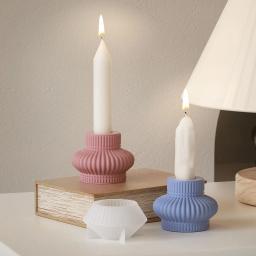 Silicone listrado Castiçal moldes, redondo, artesanato fazendo, gesso, concreto, lanterna, resina, decoração de casa - Image 1