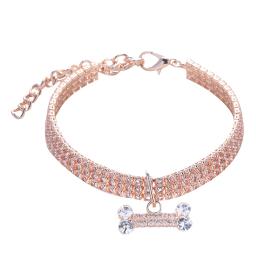 Colar para animais de estimação, suprimentos para cães e gatos, coleira ajustável com pingente de osso de zircônia de diamante, joias de luxo, metal, cobre, coleiras para cachorros - Image 4