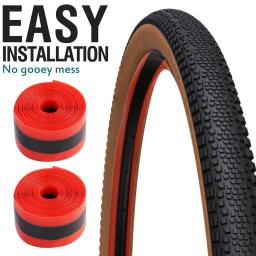2 pçs mtb bicicleta tubo interno anti punctura forro cinto cor vermelha protetor de pneu de bicicleta à prova 700c estrada cinto tubo protetor torneira - Image 2