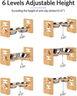 Tigelas de bambu elevadas para cães com suporte, ajustável, levantado, cachorro, gato, comida, tigelas de água, suporte, coelho, alimentador para animais pequenos e médios - Image 5