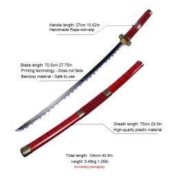 Handmade Anime japonês Cosplay Espada, Espadas Roronoa Zoro, Katana, Shusui, Enma, Kitetsu, Espada Livre, Suporte e Cinto, 104cm, 3 peças - Image 2